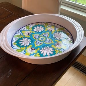 Italian Tile Style Plastic Pool Side Tray